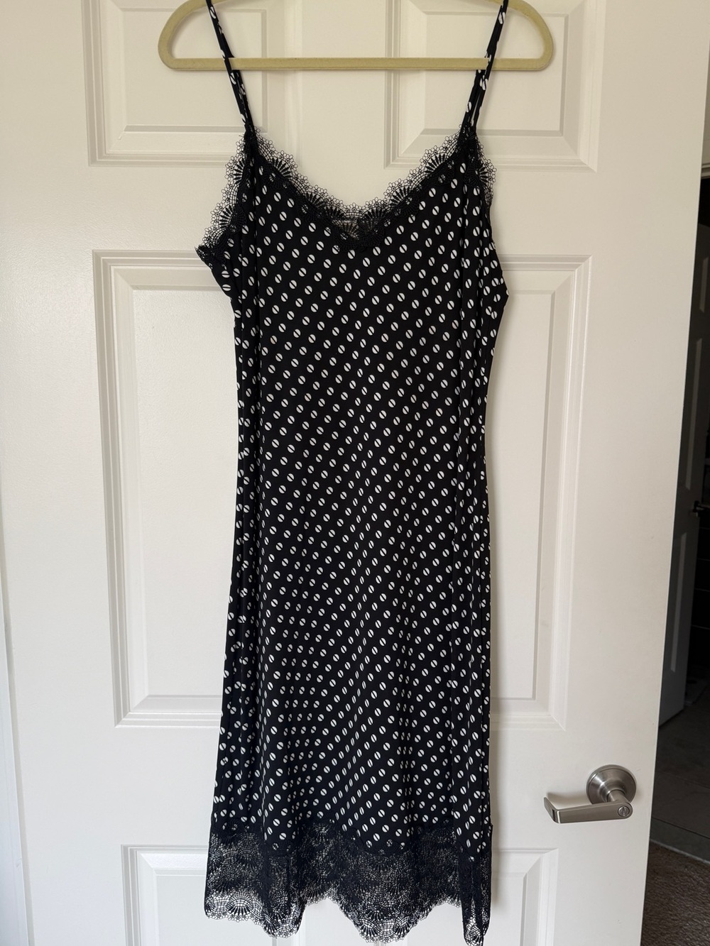 Michael Kors Black Slip Dress with Lace Trim